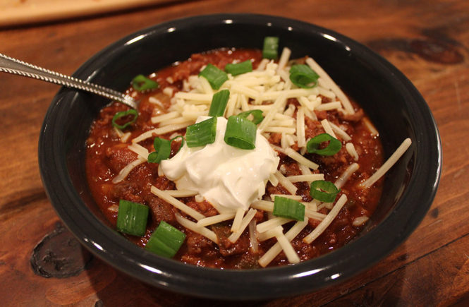 Beef And Sausage Chili in a Bowl
