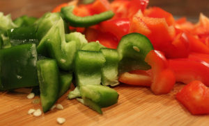 Sliced Green and Red Bell Peppers